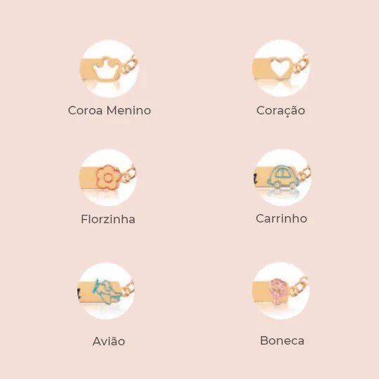 Pulseira Infantil Plaquinha com Nome Personalizado e Desenho